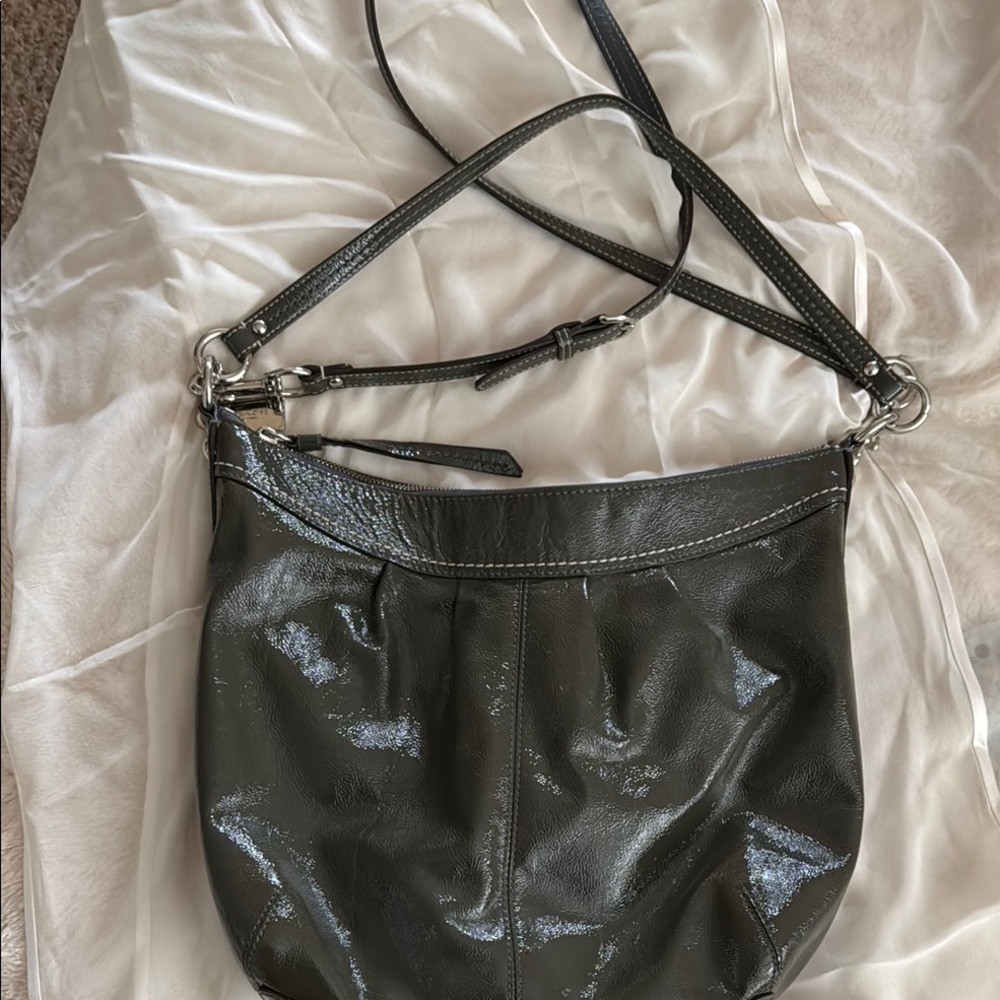 Coach Black Leather Shoulder Bag with Adjustable Strap